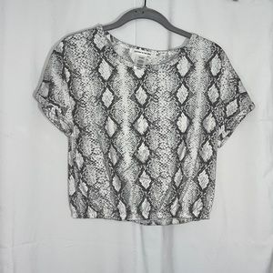 Snakeskin short sleeve cropped shirt